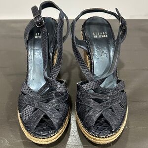 Stuart Weitzman Navy Espadrille Sandals